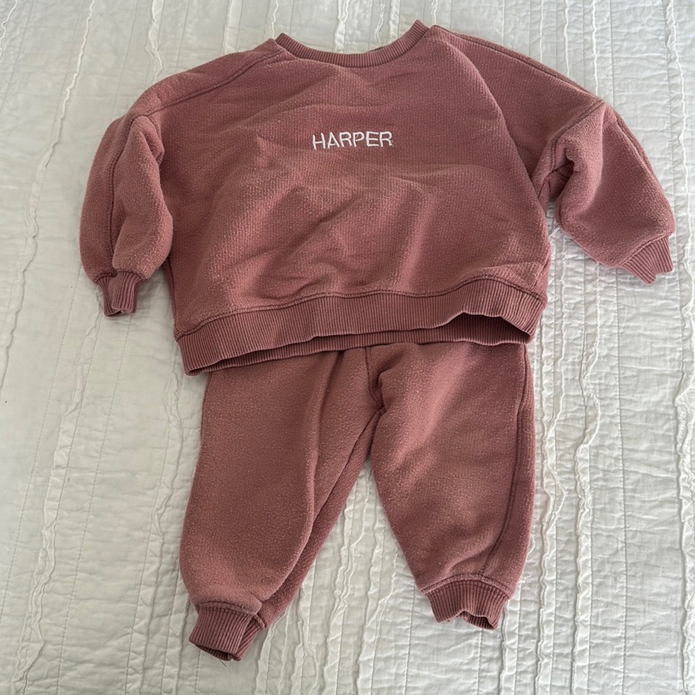 Mauve Zara toddler matching set.